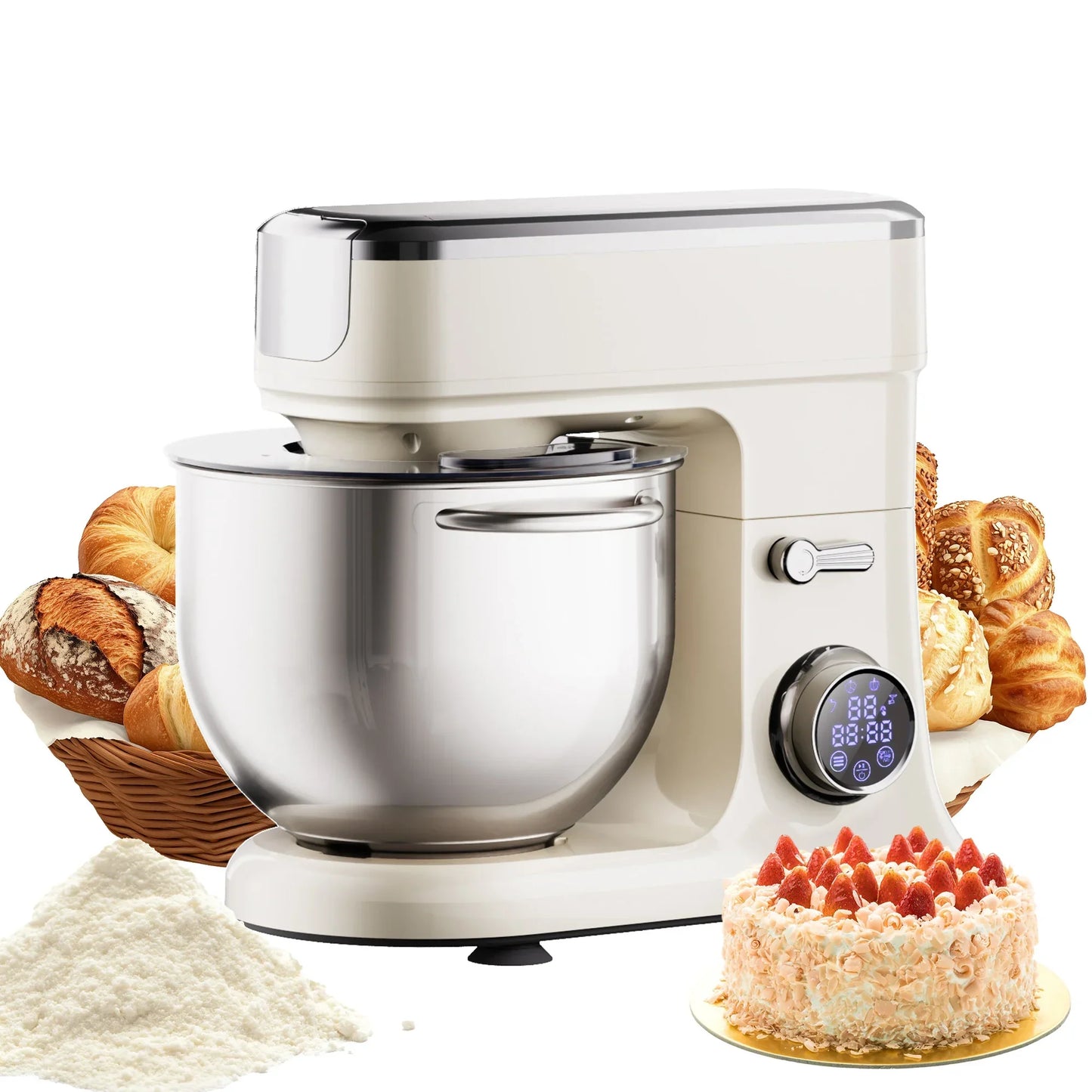 BioloMix 7L Stand Mixer – 1200W DC Motor, 11 Speeds, Dough Hook & Meat Grinder Kitchen Appliance Peaceful Pleasures Health and Wellness