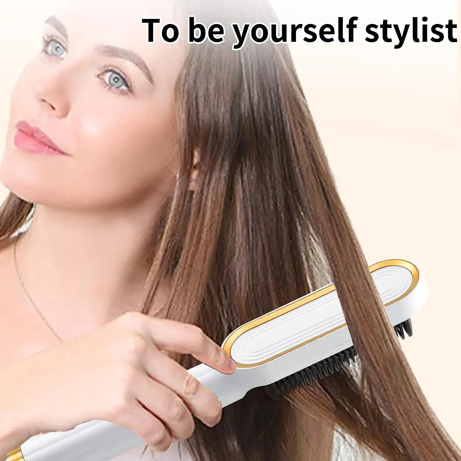 Hair Straightener Brush Anti-Scald Ionic Hair Straightener Comb LED Screen Fast Heating Straightening Brush Women Hairstyle Tool Peaceful Pleasures Health and Wellness