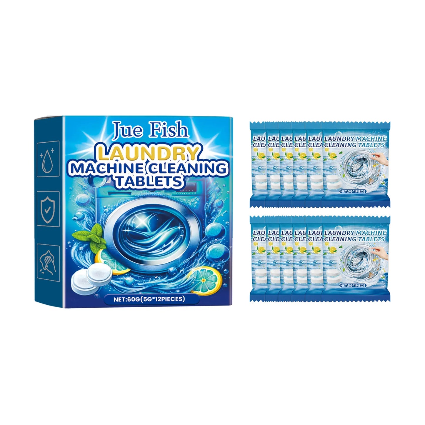 12/24PCS Washing Machine Cleaner Tablets – Effervescent Deep Cleaning for Drum Tub, Removes Odor & Dirt, Suitable for All Models Peaceful Pleasures Health and Wellness 12PCS