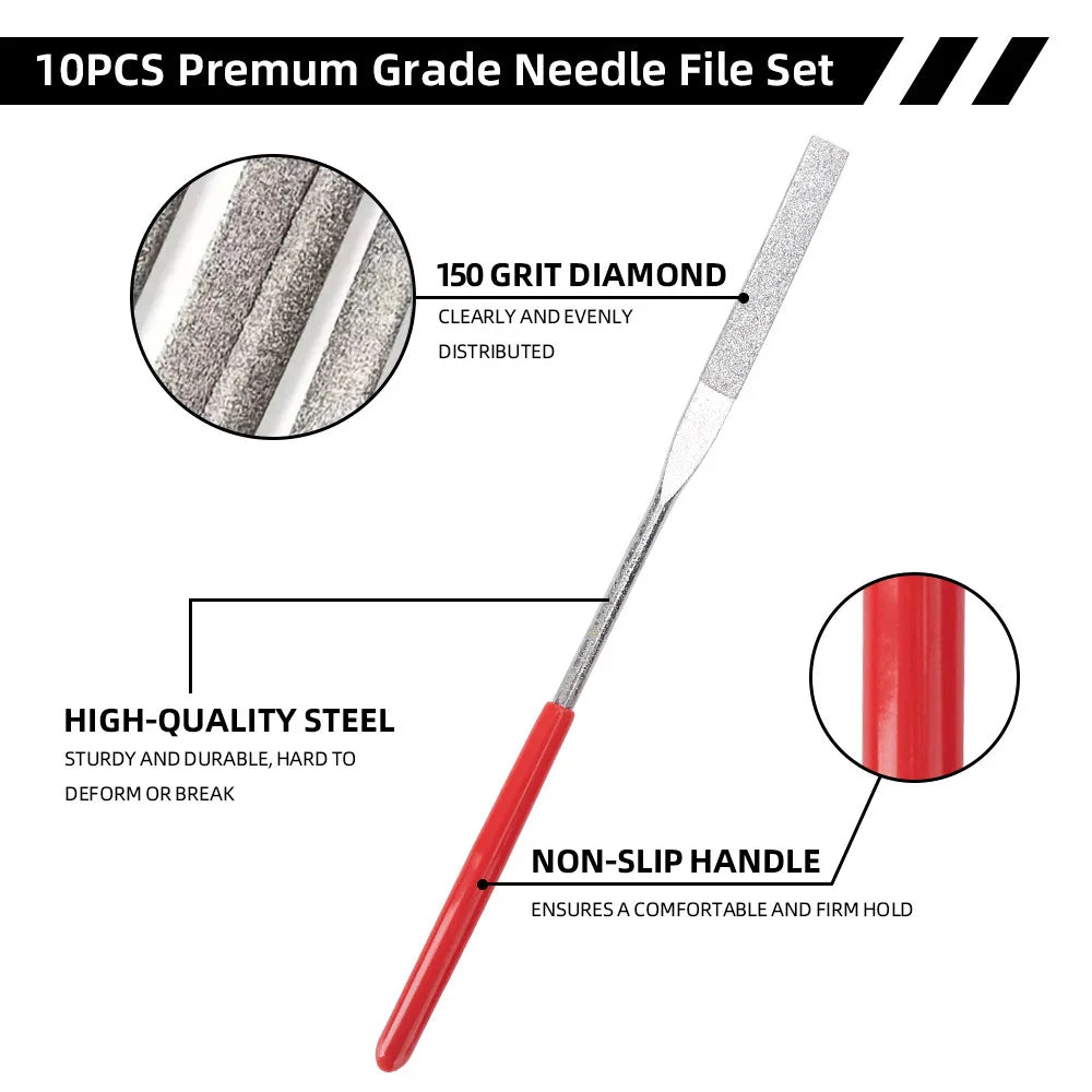Diamond Needle File 3x140mm Mini Stone Glass Metal Carving Craft Hand