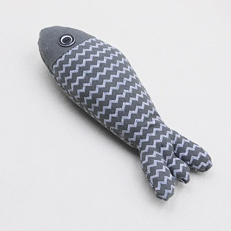 Catnip Fish Kick Toy for Cats – Chewing & Teething Plush Catnip Cat Toy Peaceful Pleasures Health and Wellness gray
