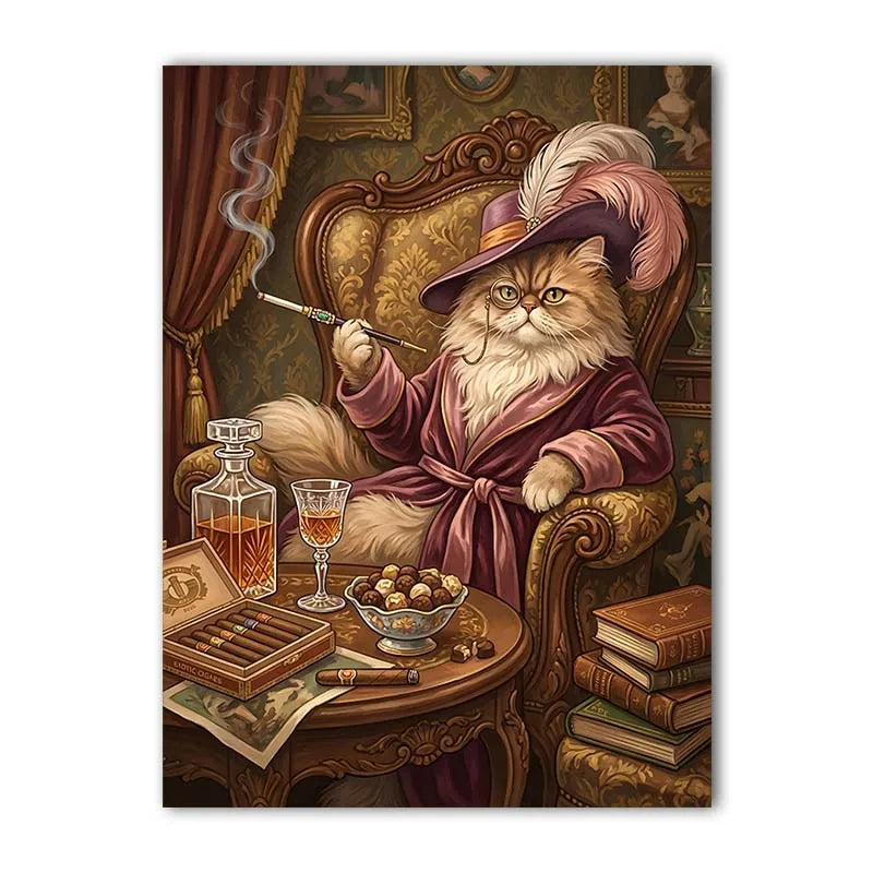 Nordic Black Cat Vintage Canvas Wall Art Poster Print | Home Decor Canvas Wall Art Peaceful Pleasures Health and Wellness 03 50x70cm NoFrame China Mainland