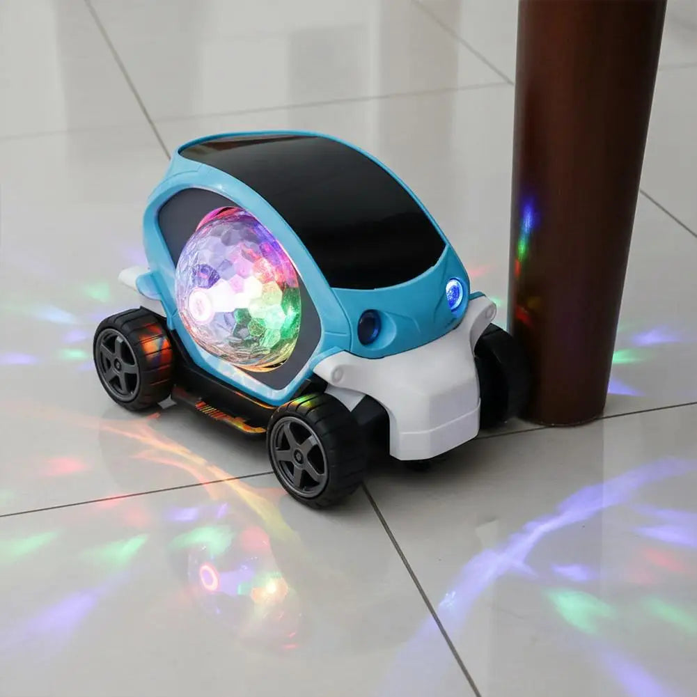 Rotating Electric Toy Car Disco Ball Light Music Bump Go Obstacle