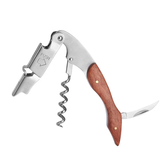1PC Professional Wood Corkscrews for Wine Bottles w/Foil Cutter and Cap Remover Manual Wine Key for Servers Waiters, Bartenders Peaceful Pleasures Health and Wellness