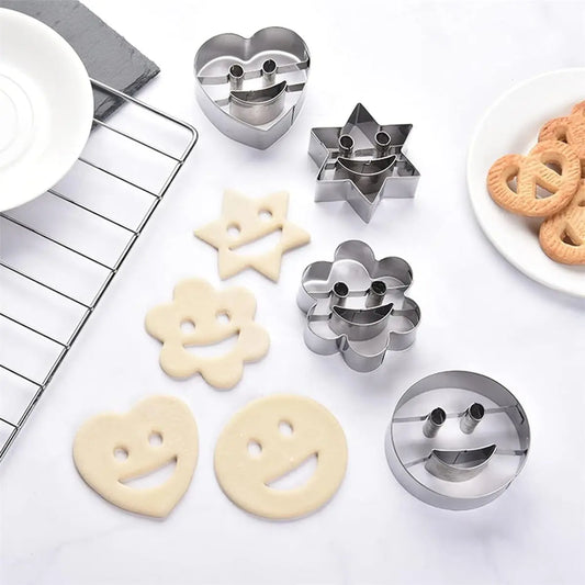 4-Piece Smiling Face Cookie Cutters | Stainless Steel Baking Set Cookie Cutter Set Peaceful Pleasures Health and Wellness