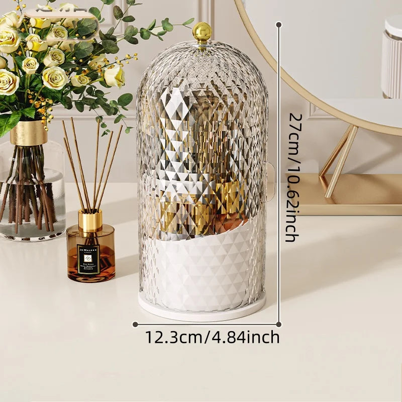 Rotating makeup brush storage box to give your dressing table a new look and easy storage Peaceful Pleasures Health and Wellness Clear