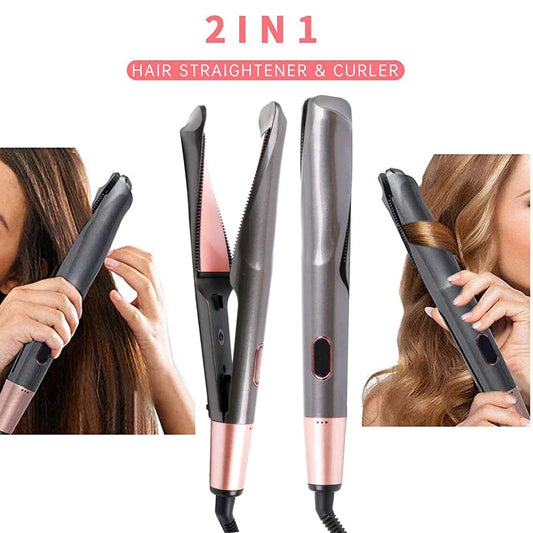 2-in-1 Twist Hair Straightener & Curler | Ionic Flat Iron LCD Peaceful Pleasures Health and Wellness