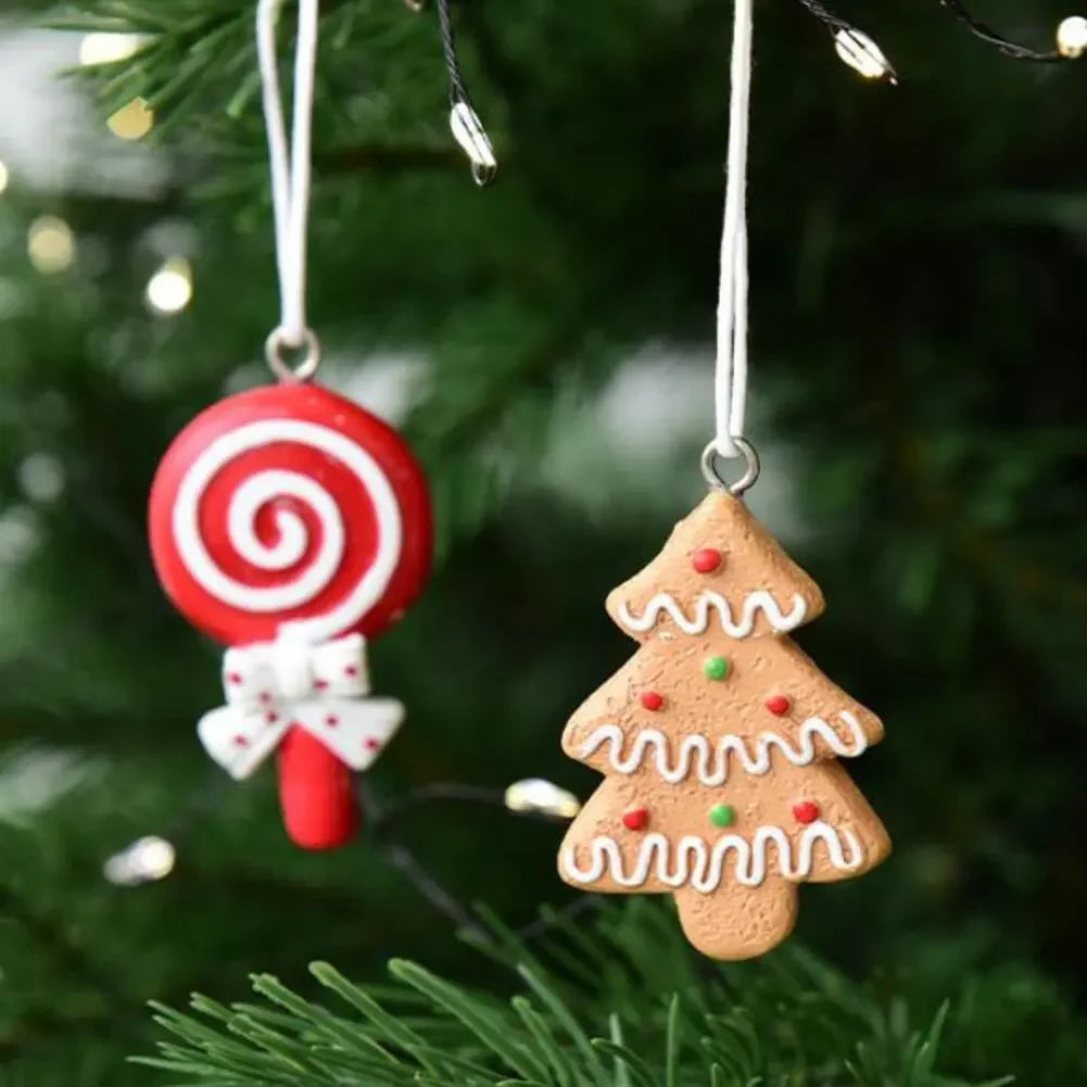 Christmas Resin Candy Ornament Set – 4 Festive Tree Pendants