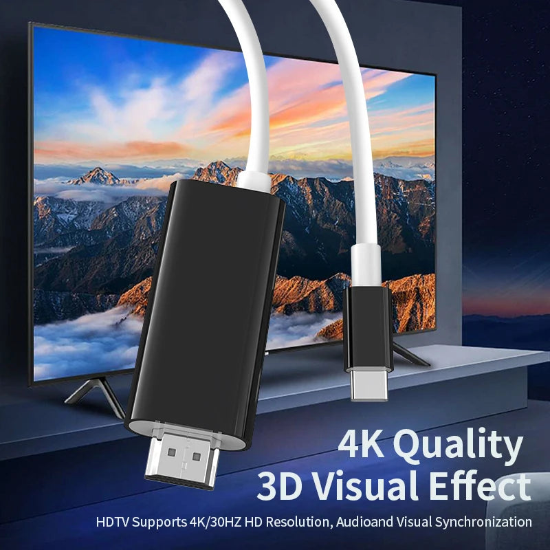 4K 60Hz USB-C to HDMI Cable 2m | MacBook Switch Steam Deck
