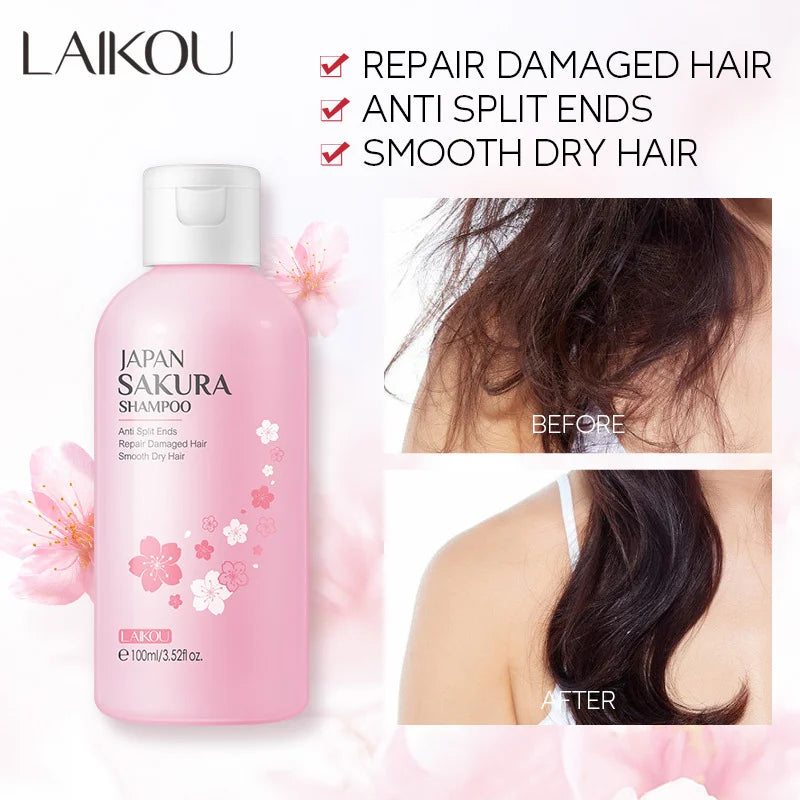 LAIKOU Japan Sakura Shampoo/Conditioner Repair Damaged Hair Moisturizing Nourishing Oil Control Hair Cleansing Care Peaceful Pleasures Health and Wellness