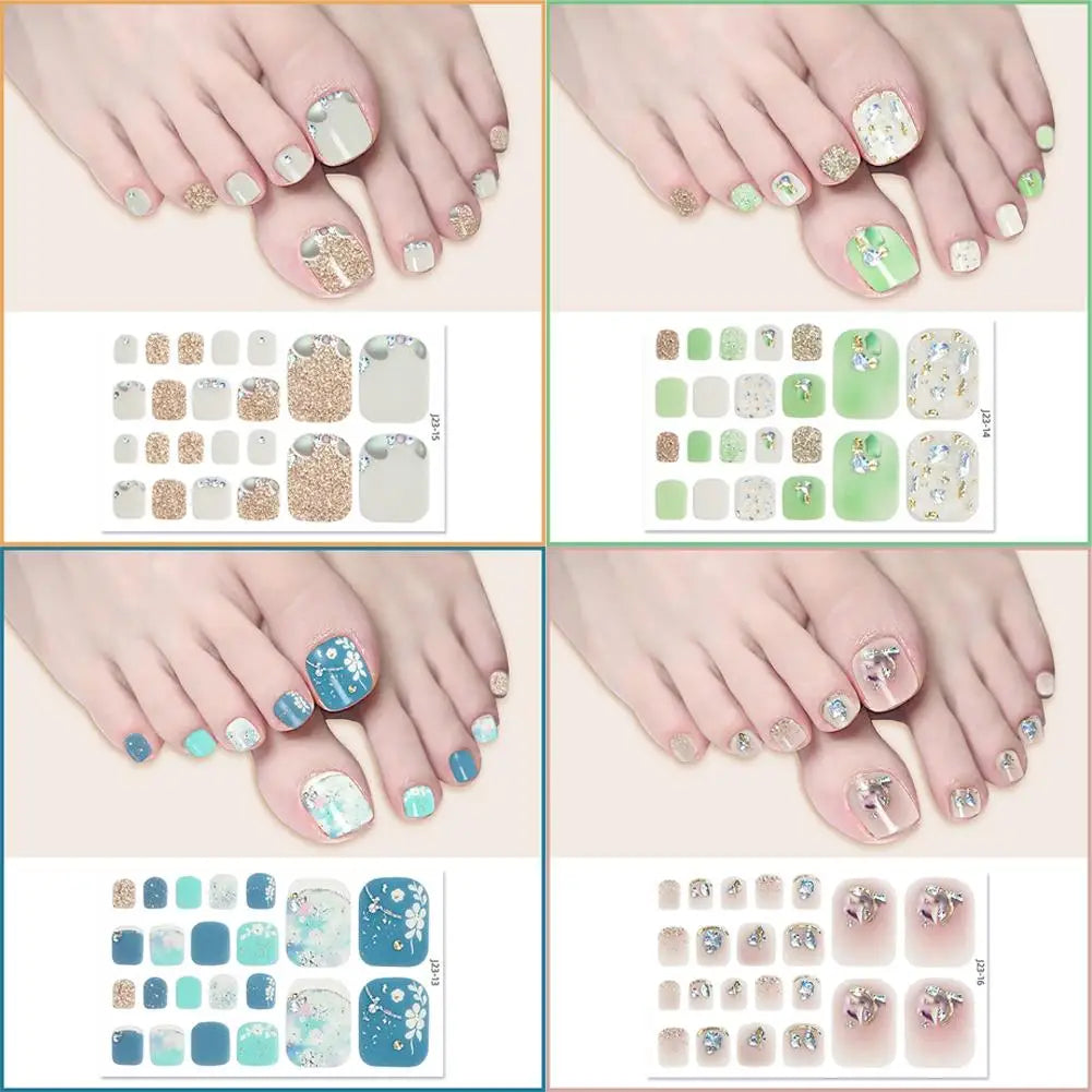 Glitter Toe Nail Stickers – 22 Count, DIY Nail Wraps Nail Care Peaceful Pleasures Health and Wellness
