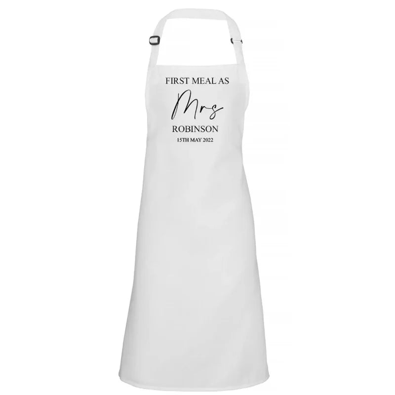 Personalized Wedding Apron | Mr & Mrs Newlywed Couple Gift Personalized Kitchen Apron Peaceful Pleasures Health and Wellness