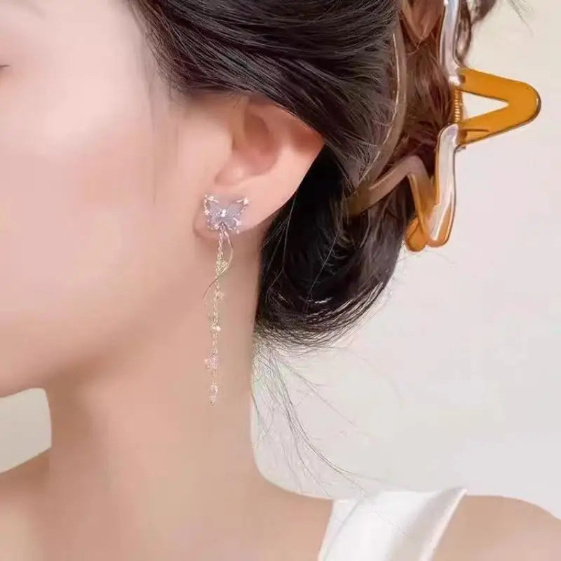 Butterfly Long Tassel Drop Earrings for Women | Wedding Gift