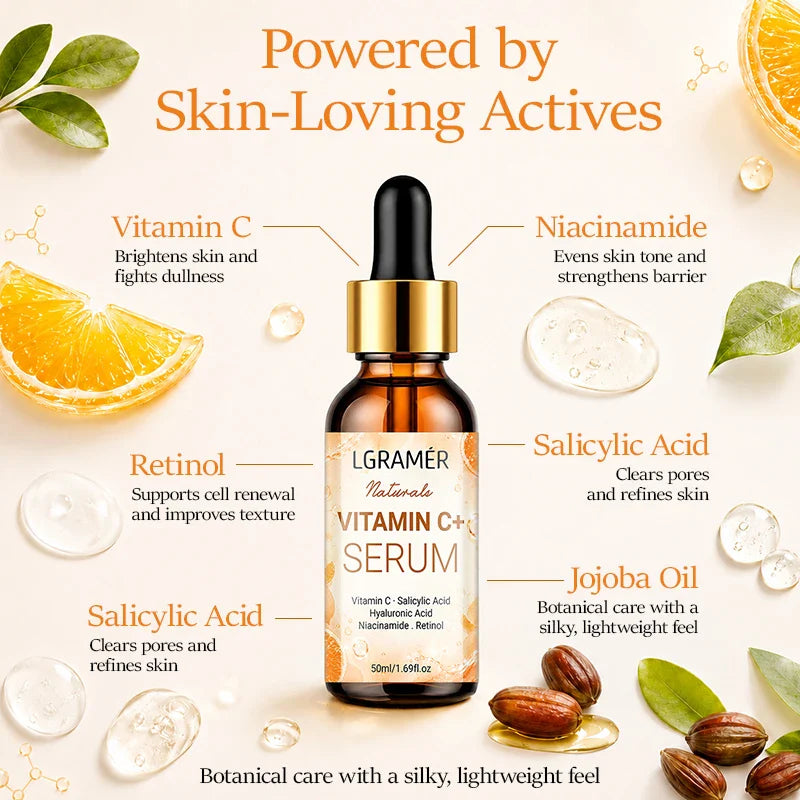 Vitamin C & Retinol Facial Serum | Hyaluronic Acid Brightening