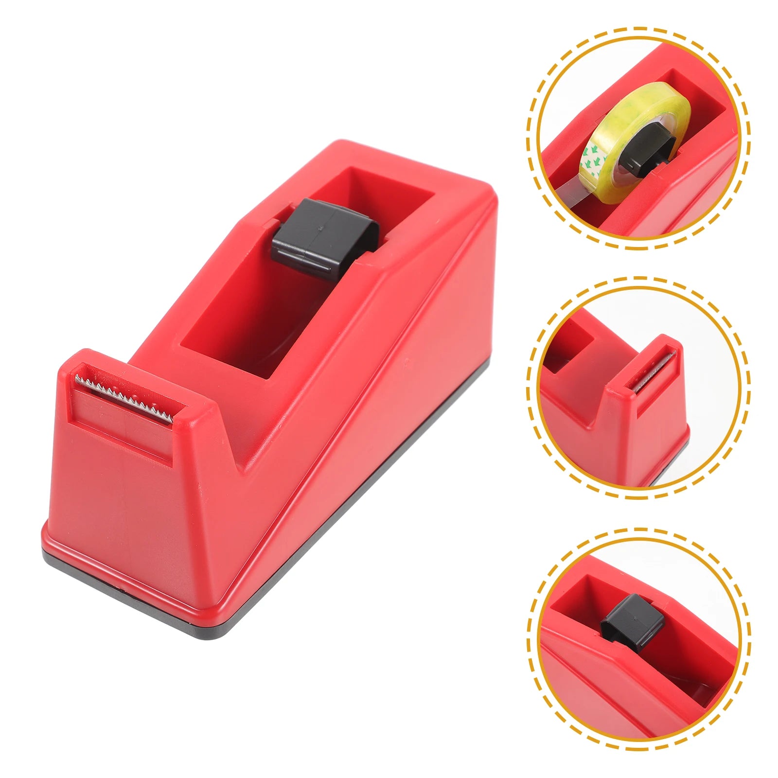 Desktop Tape Dispenser Non-Slip Base Plastic Stickys Tape Holder Clear Tape Cutter Handheld Portable Design Office Tape Cutter Peaceful Pleasures Health and Wellness