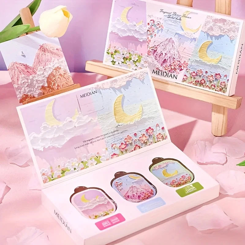 MEIDIAN 3-Piece Floral Solid Balm Perfume Gift Set for Women