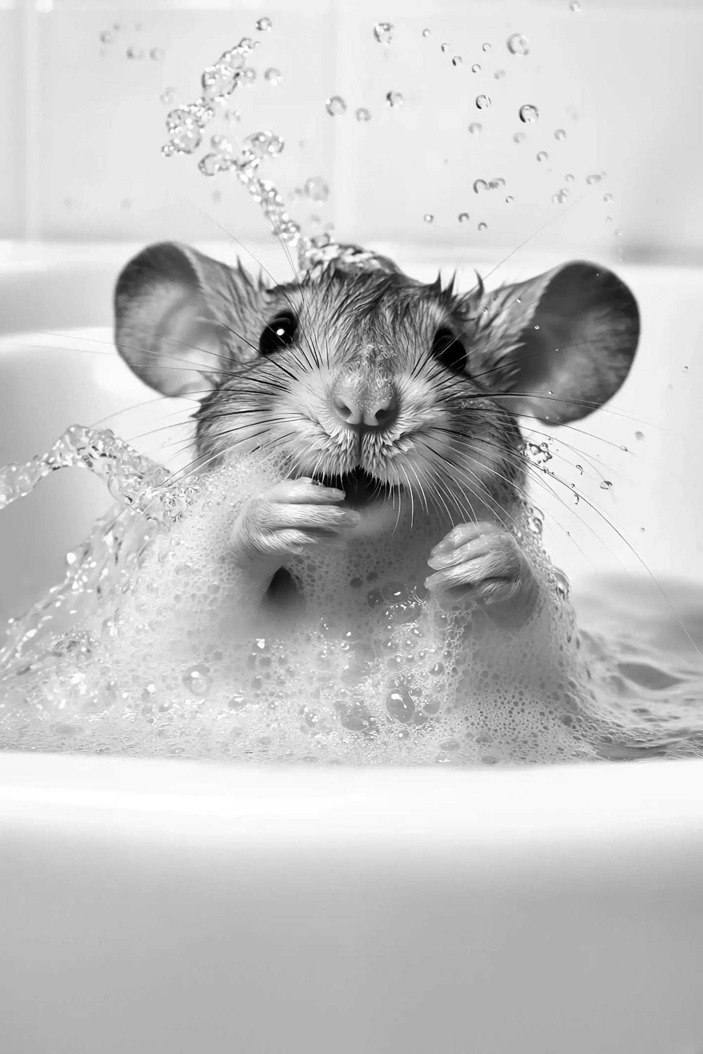 Black & White Cute Animal Toilet Paper Canvas Wall Art Poster