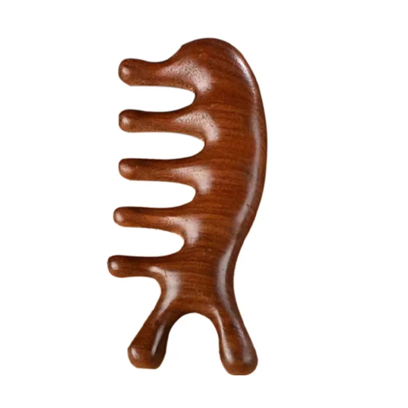 Sandalwood 5-Tooth Scalp Massage Comb – Head & Body Set
