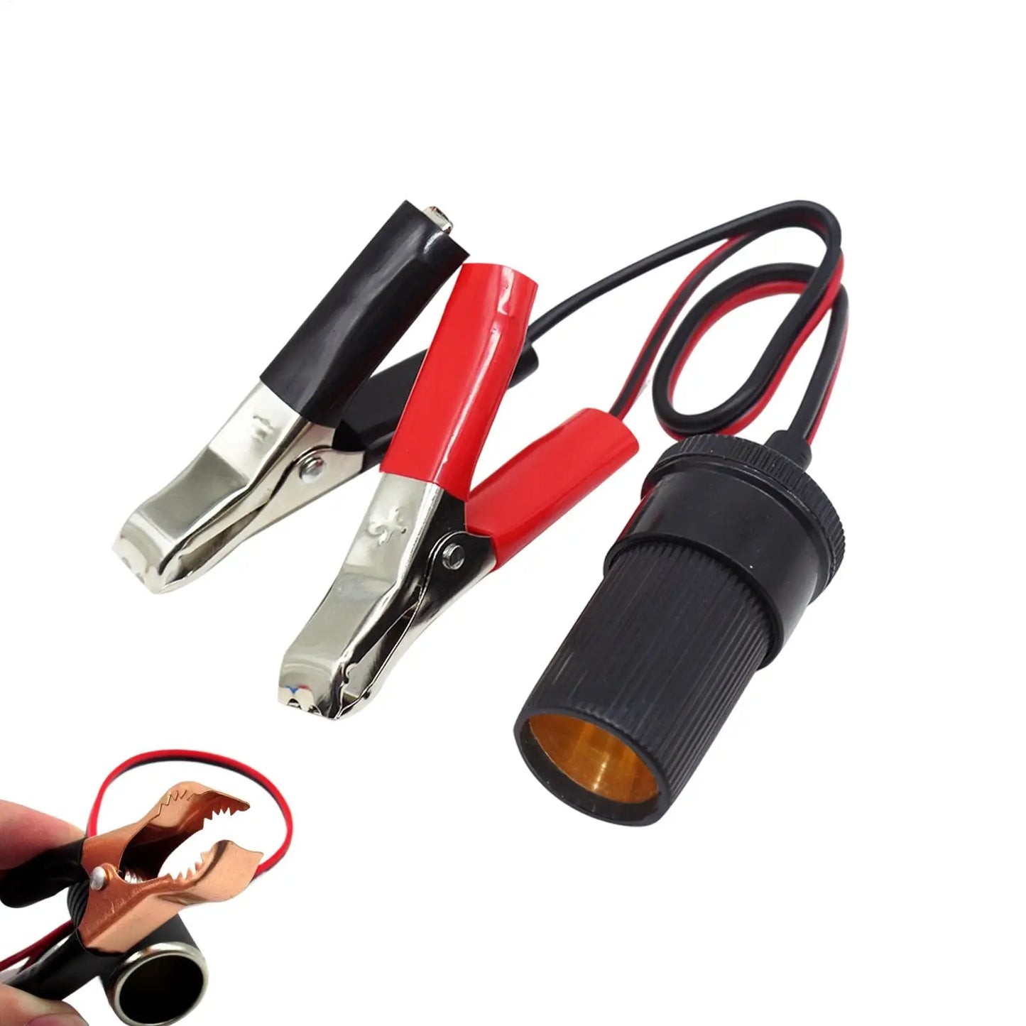 12V Battery Clamp to Car Socket Adapter – Heavy Duty