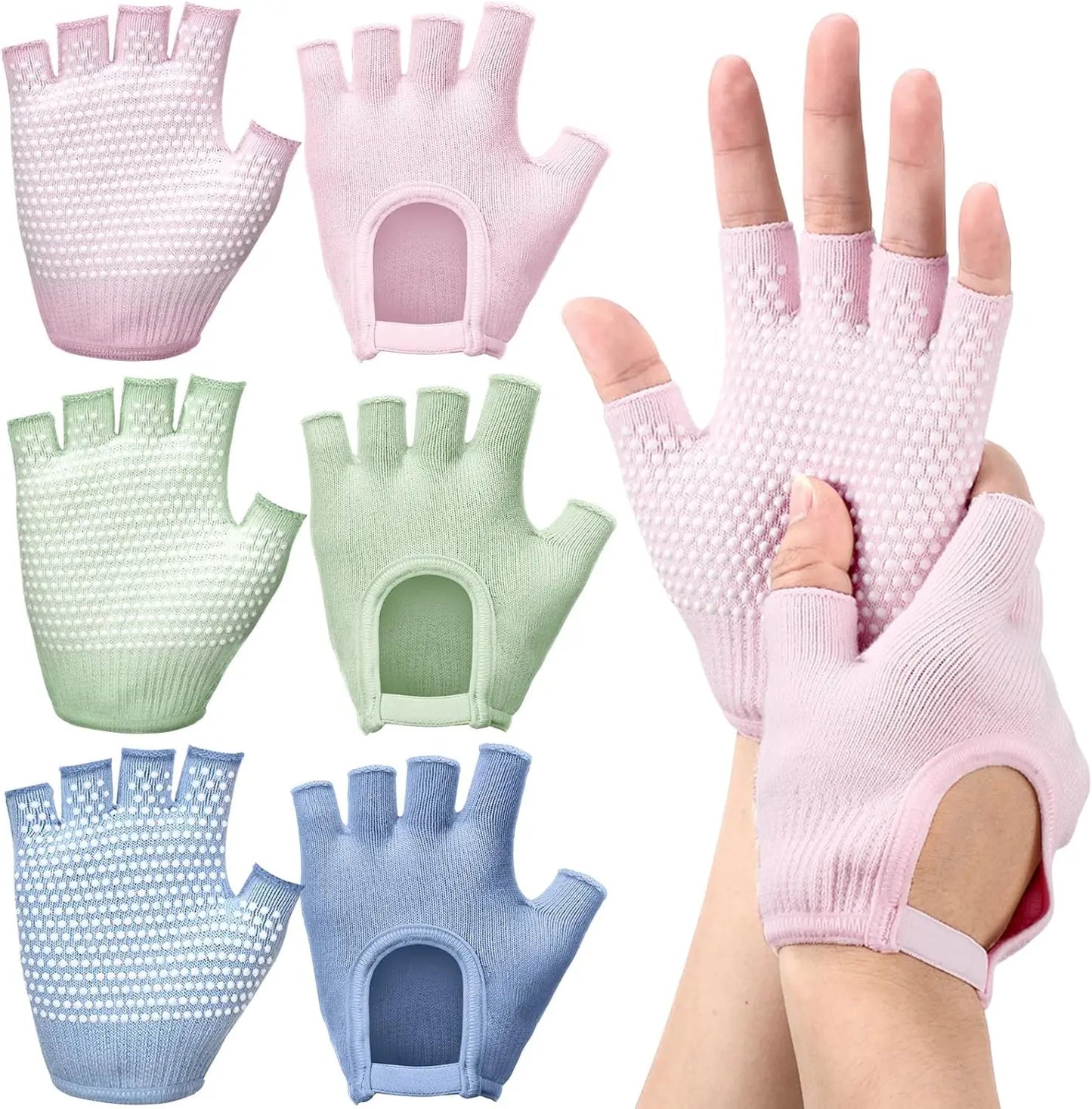 Non Slip Yoga Gloves for Women Fingerless Pilates Gloves with Grips for Yoga Fitness Workout Sports Exercise Gym,Universal Size Peaceful Pleasures Health and Wellness 3 Pairs-D