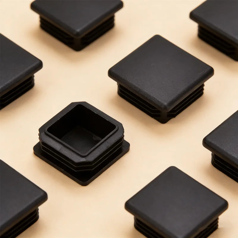 10Pcs Black Square Plastic End Caps – Tube & Pipe Box Section