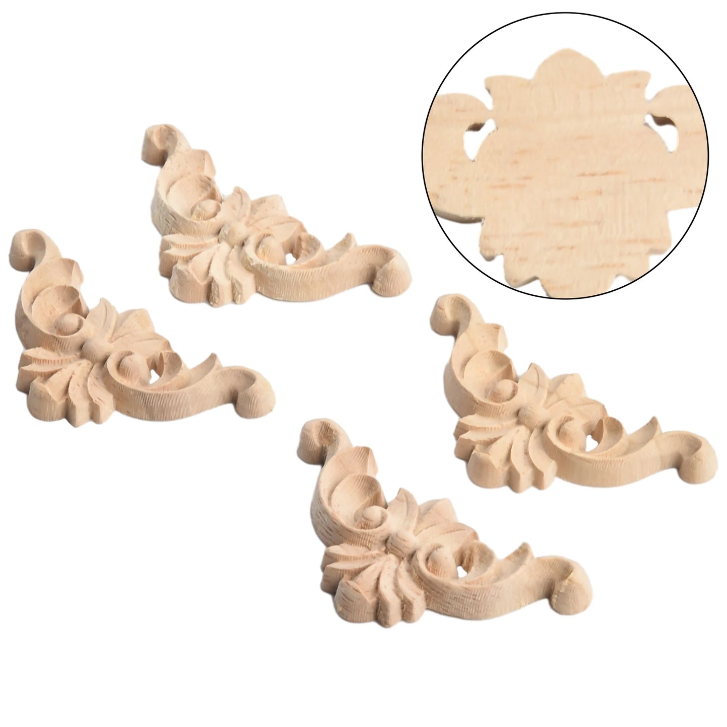Wooden Carved Corner Onlay Furniture Applique Decorate Walls Doors