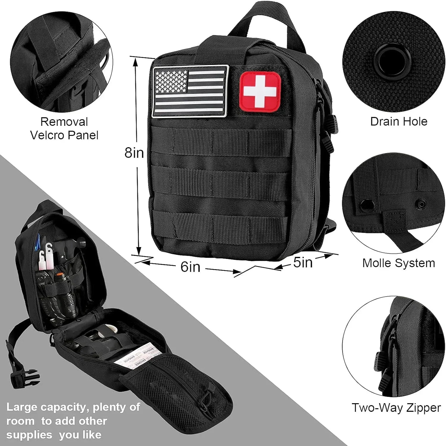 Top-Rated Car Survival First Aid Kit Full Molle Outdoor Emergency Trauma Pack for Camping Hiking IFAK EDC Essentials Peaceful Pleasures Health and Wellness