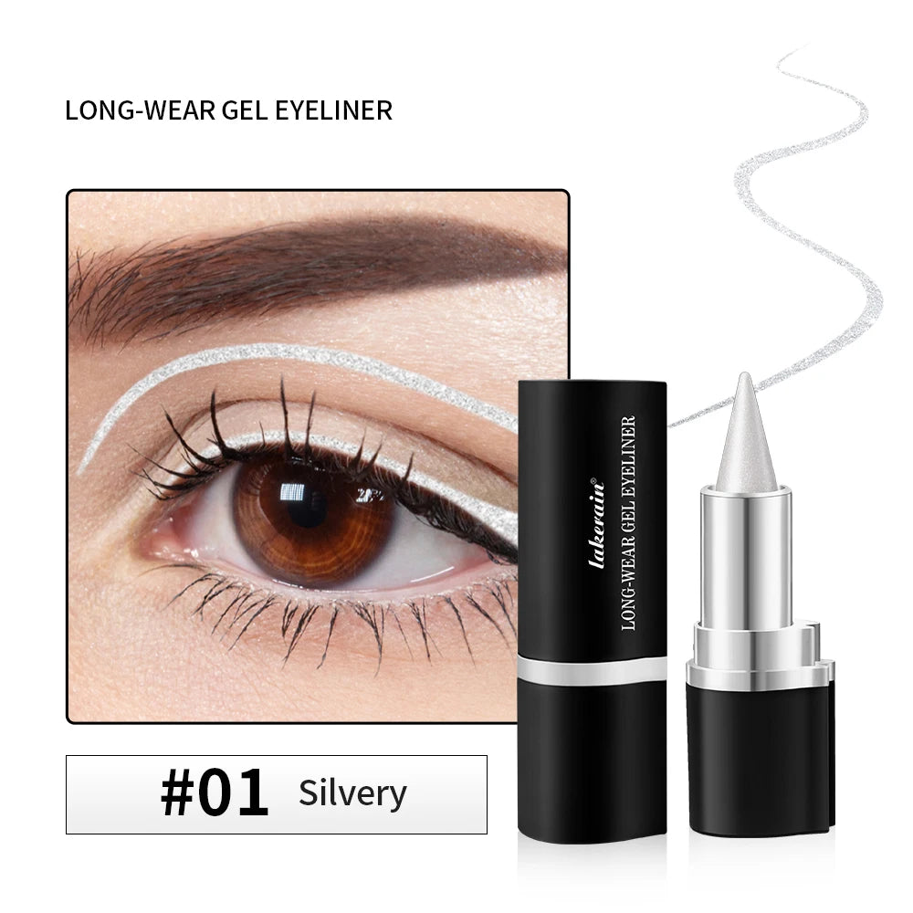 Eyeliner Creamy textureLong Lasting Waterproof Matte Black Silver Brown Eye Liner Pen Make Up For Women Cosmetic Peaceful Pleasures Health and Wellness 1Silvery