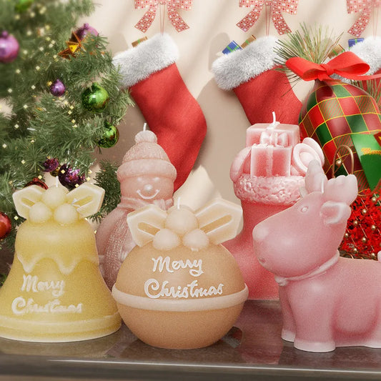 Christmas Silicone Molds – Snowman Reindeer Bells Candle Resin Silicone Craft Molds Peaceful Pleasures Health and Wellness