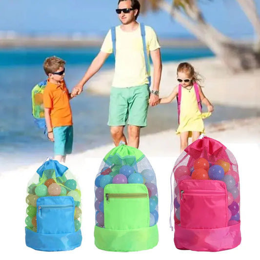 Foldable Mesh Beach Bag | Drawstring Backpack Travel Organizer Mesh Beach Bag Peaceful Pleasures Health and Wellness