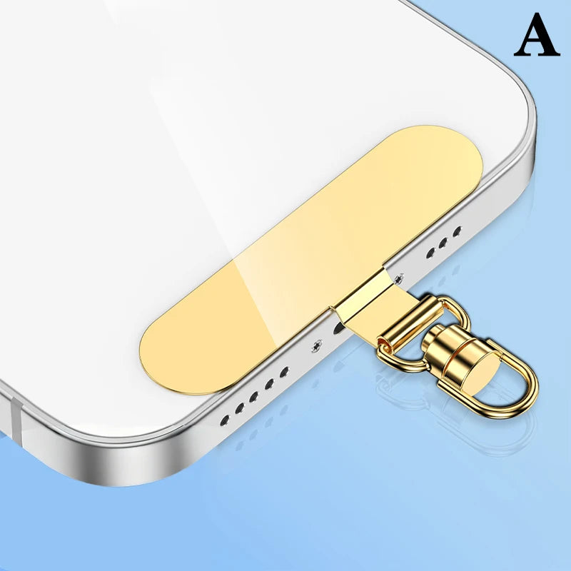 Steel Phone Lanyard Gasket Patch Anti-lost Anti Fall Mobile Phone Rope Card Metal Clip Strap Hang Cord Tab Accessories Peaceful Pleasures Health and Wellness A Gold