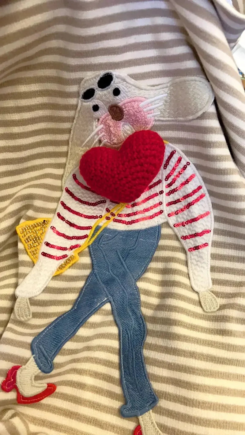 Crochet Knit Love Hearts – Cotton Filled Appliqué Red & Pink