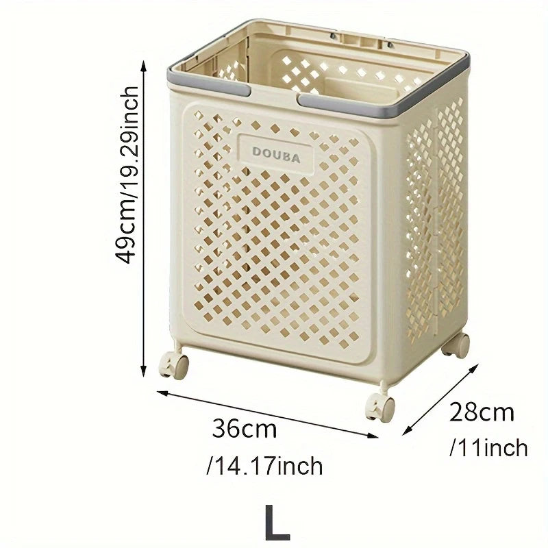 Foldable Storage Basket with Wheels & Handles | Rolling Bin