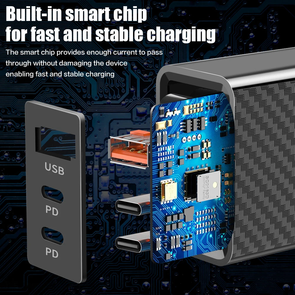65W USB-C Fast Charger Dual Port PD 3.0 & QC 3.0 Wall Adapter Peaceful Pleasures Health and Wellness