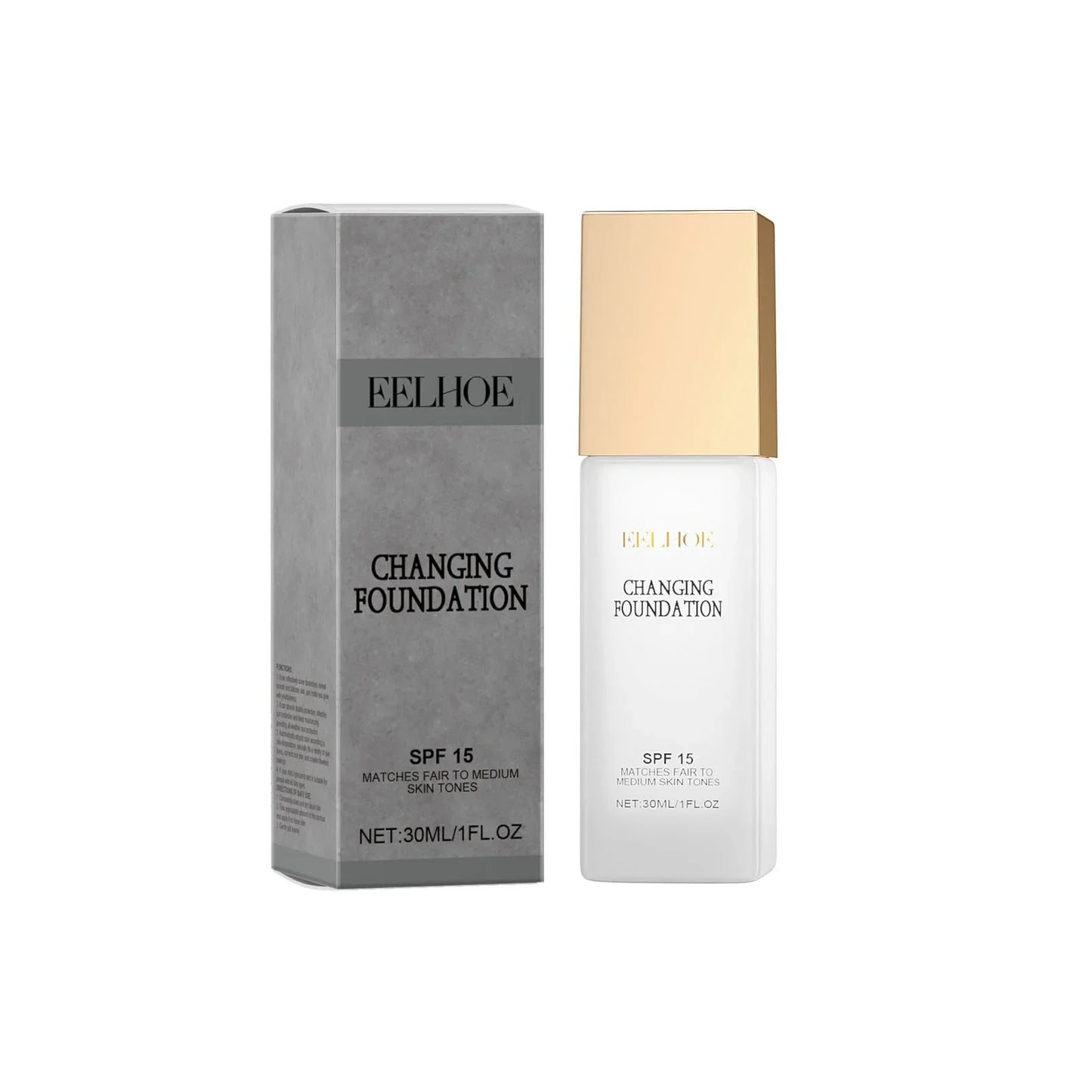 EELHOE Colour Changing Foundation SPF 15 Waterproof 30ml Peaceful Pleasures Health and Wellness 30ml Boxed