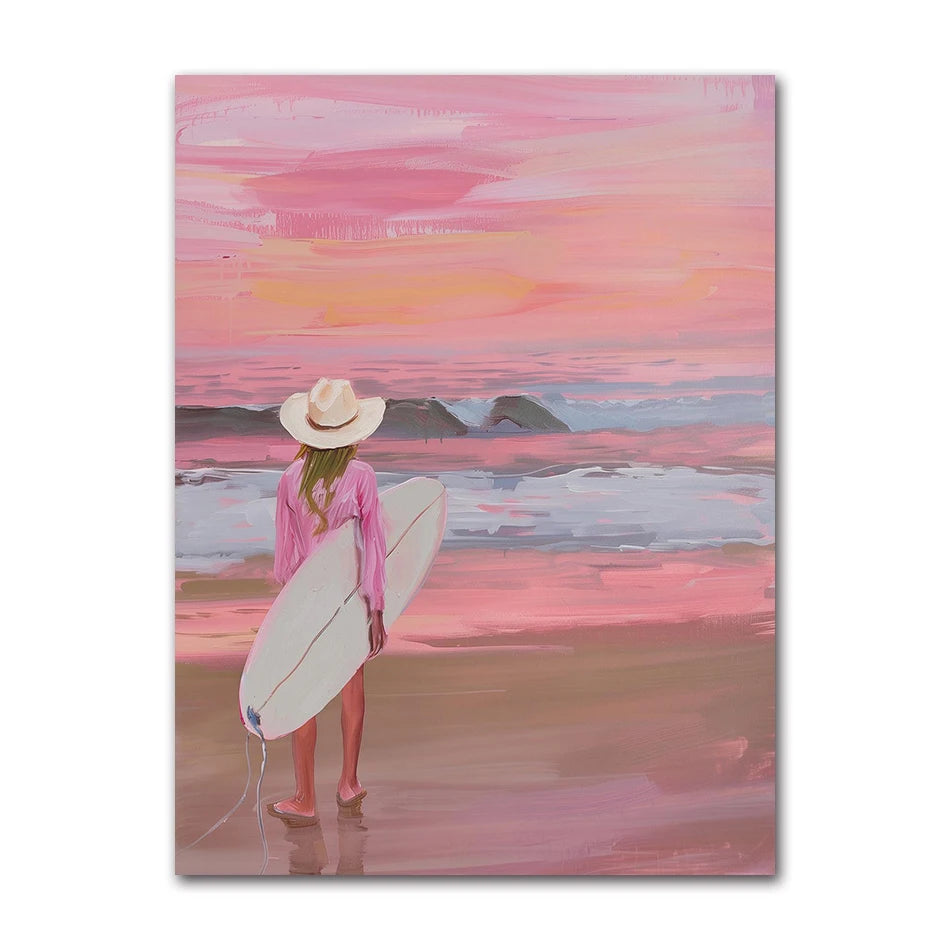 Beach Surfing Canvas Wall Art | Summer Seaside Poster Print Canvas Wall Art Peaceful Pleasures Health and Wellness 61739-02 50x70cm Unframed