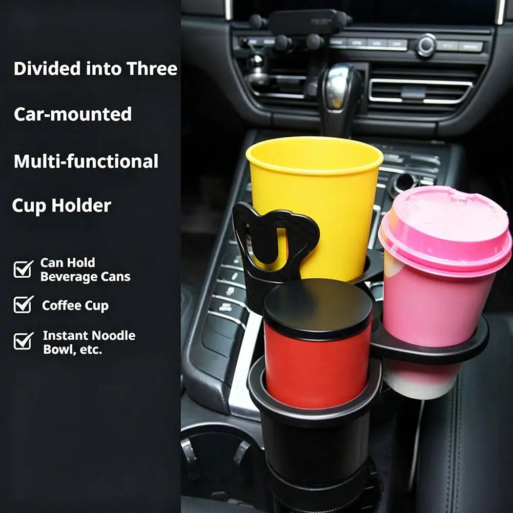 New Universal Car Water Cup Holder Expander 3‑Slot Multifunctional Drink Holder Anti‑Shock Auto Cup Organizer with Compass Peaceful Pleasures Health and Wellness