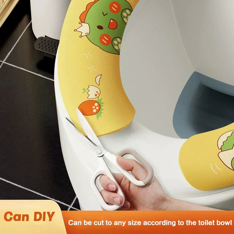 Cartoon Toilet Seat Cover Cushion – Soft Washable Plush Pad (1 Pair)