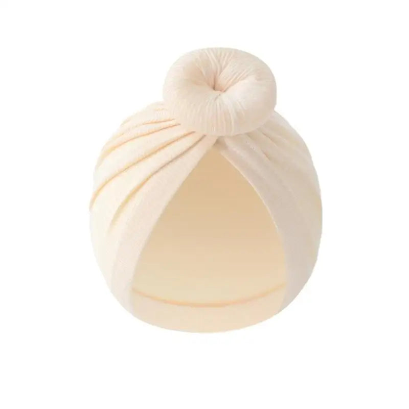Baby Turban Hat – Soft Cotton Elastic Bun Knot Cap (0–6 Months)