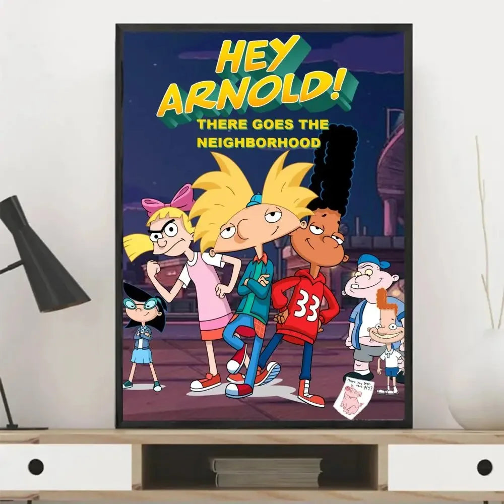 Cartoon Hey ArnoldS Poster Classic Vintage Posters HD Quality Wall Art Canvas Painting Retro Posters for Home Room Wall Decor Peaceful Pleasures Health and Wellness green 40x60cm Unframed
