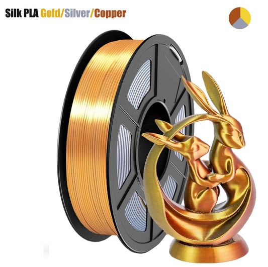 Silk Tricolor PLA+ Filament 1.75mm Gold Silver Copper – 3D Maliang 3D Printer Filament Peaceful Pleasures Health and Wellness