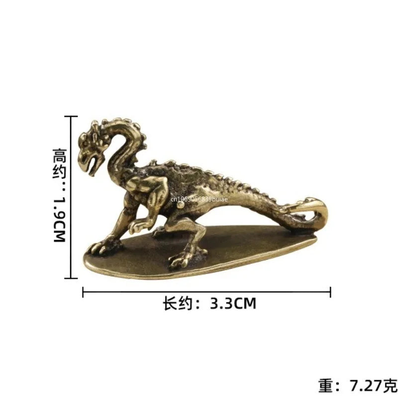 Retro Brass Mini Dragon Figurines Desk Decoration Solid Brass Pterosaur Statue Ornament Home Decor Micro Carved Crafts HomeDecor Peaceful Pleasures Health and Wellness