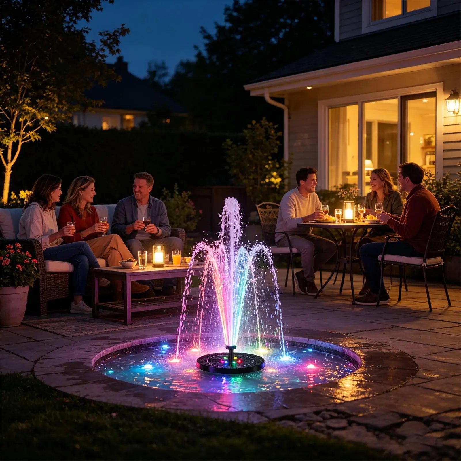 Floating Solar Bird Bath Fountain with LED Lights Water Pump for Outdoor Garden, Pool Fountain for Backyard Patio Fish Tank Deck Peaceful Pleasures Health and Wellness