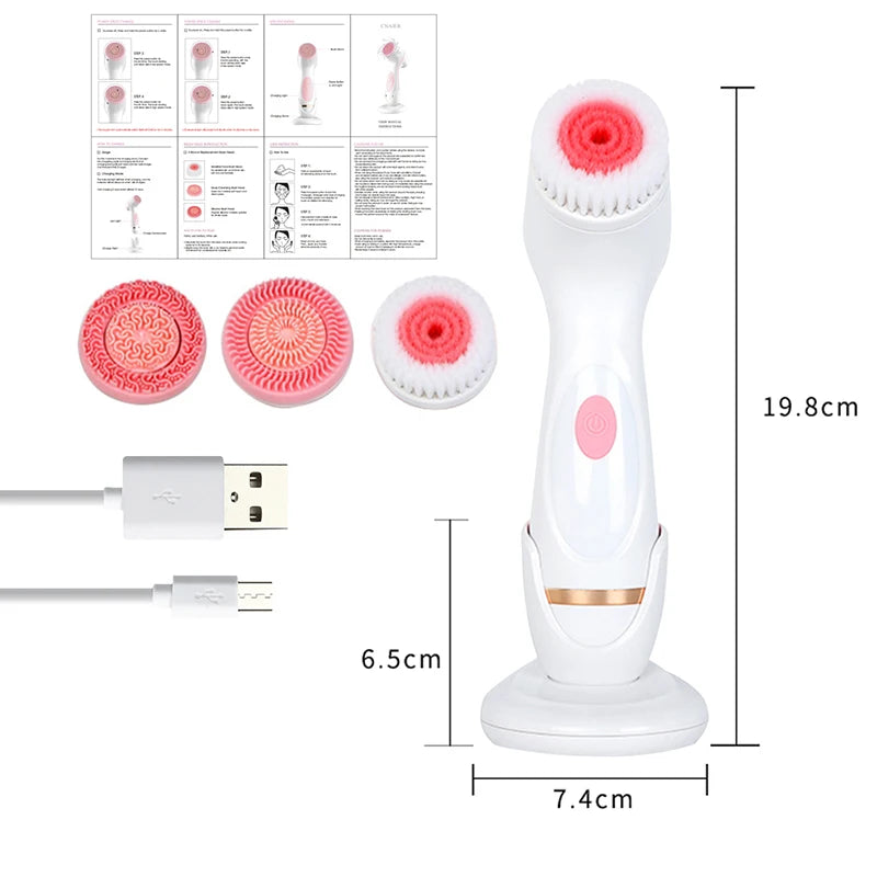 Multi-Functional Hand Held Facial Cleaner Massage Tool Sonic Technology Waterproof USB Rechargeable Face Massage Electric Facial Peaceful Pleasures Health and Wellness