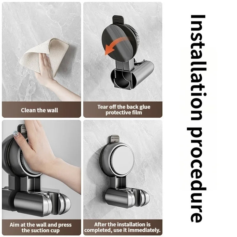 No-Drill Suction Cup Shower Head Holder – Adjustable Bracket
