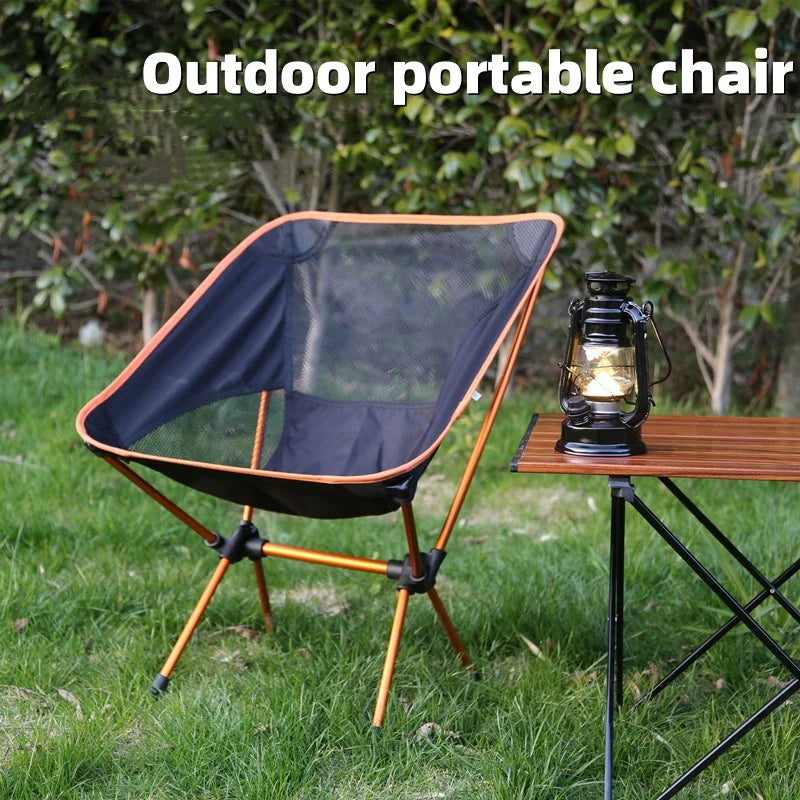 Outdoor moon chair, camping folding chair, portable leisure backrest chair, ultra-light aluminum alloy folding chair Comfortable Peaceful Pleasures Health and Wellness