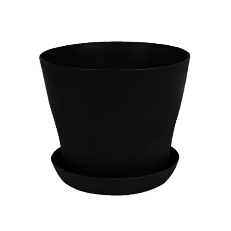 5-Size Round Plastic Planter Pots with Tray | Succulents & Bonsai