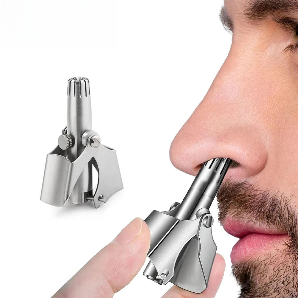 Manual Nose & Ear Hair Trimmer – 360° Stainless Steel, Painless