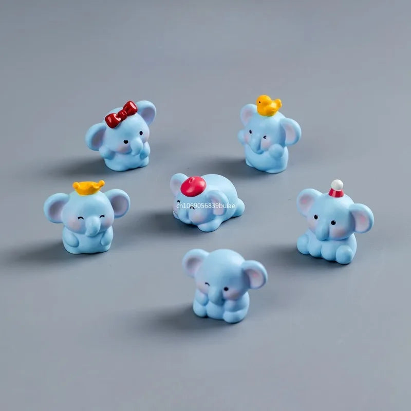 Cartoon Cute Blue Elephant Micro Landscape Desktop Decorative Ornaments Mini Elephant DIY Gadgets Decorative Figurines Decor Peaceful Pleasures Health and Wellness