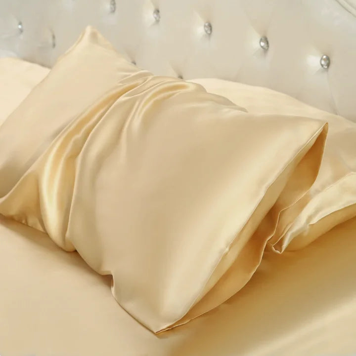 100% Mulberry Silk Pillowcase 22 Momme -Ultra Premium 6A Grade Silk - Envelope Style Breathable Cooling Pillow Cover-51*66CM Peaceful Pleasures Health and Wellness champagne
